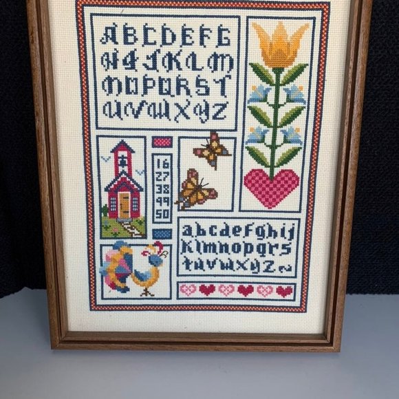 Gorgeous vintage Sampler c1983 Framed 14.5x11.5